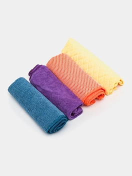 Mikrofiber matolar to‘plami (3 dona 30×30 sm + qo‘shimcha mato 20×18 sm) (AB-V-07)